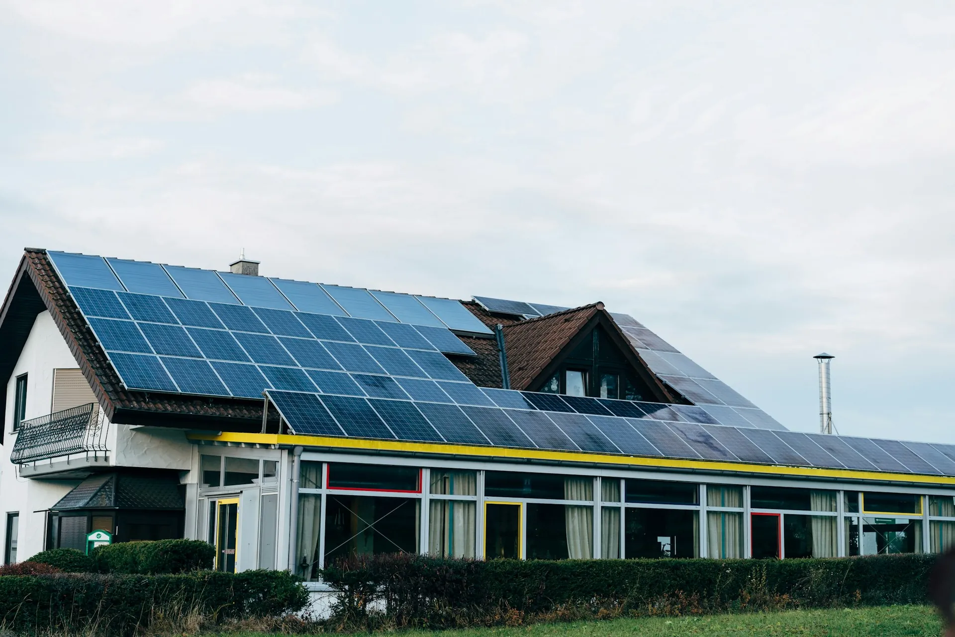 Solar photovoltaic array on a residential roof